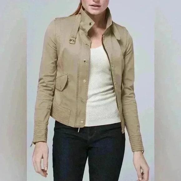 White House Black Market Cropped Military Jacket Size 4 - Picture 1 of 12